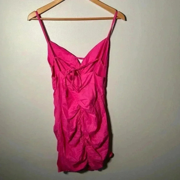 NWT ZARA DRAPED BEADED LINEN BLEND DRESS BLOGGERS FAV Barbie Pink S - Picture 7 of 9
